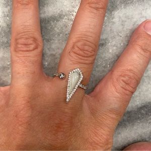 Adjustable Ring with Bling Crystals Rhinestones ?Moonstone